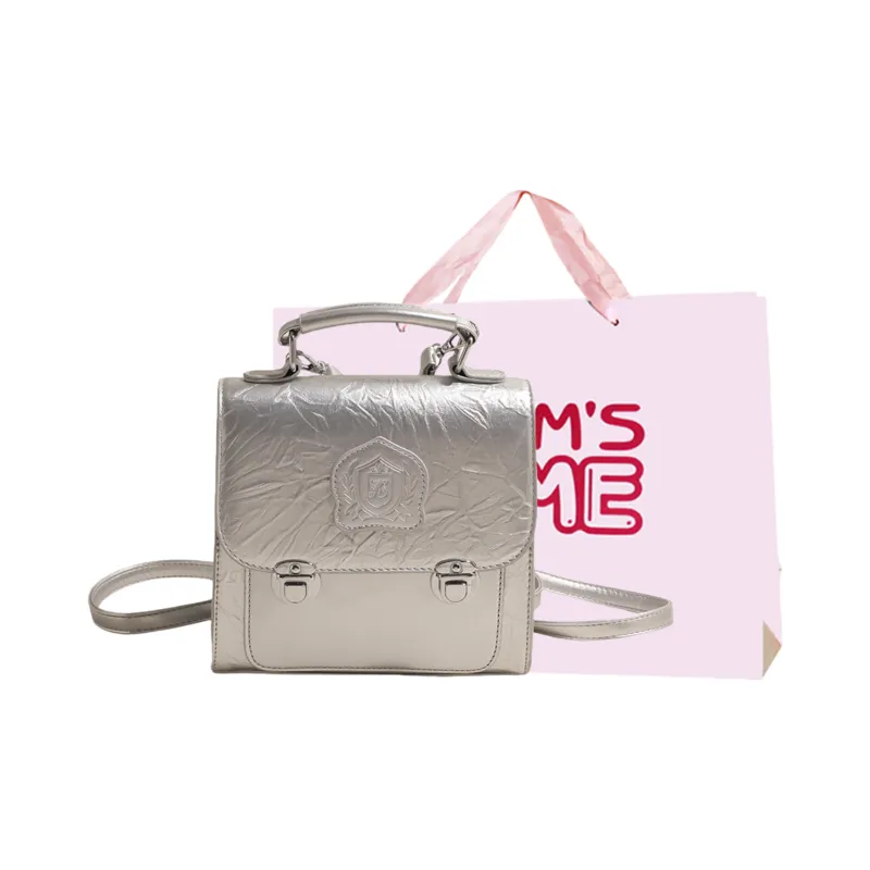 Worm's Home PU Backpack Women's White/Silver/Black/Pink-7