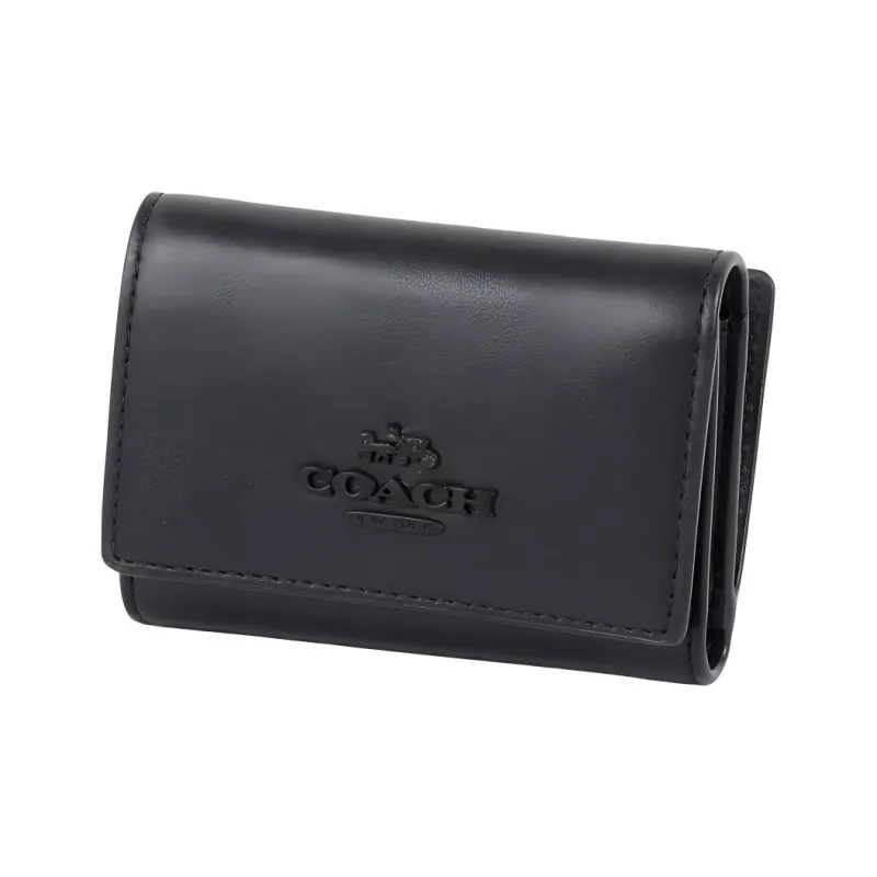 COACH Micro Cow Leather Wallet Mini Women's Black Copper & Black-2