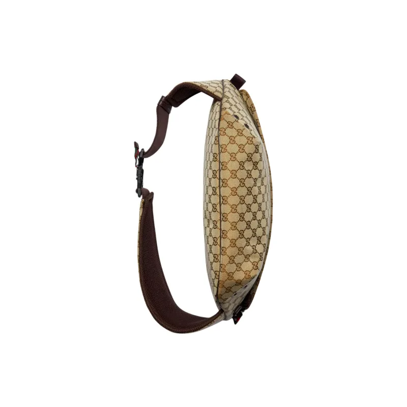 GUCCI Original GG Canvas Bag, Crossbody Fanny Pack Large Size Men's Brown-4