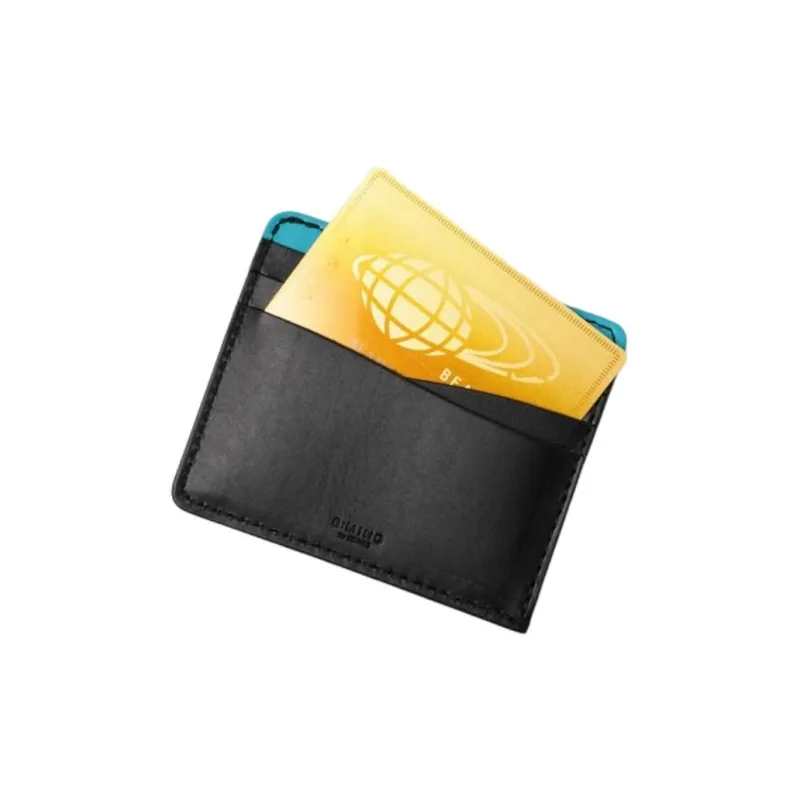 Beams Cow Leather Card Holder Unisex Black/Natural-2