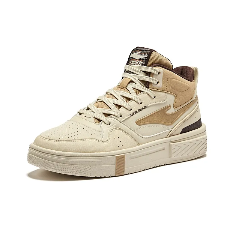 Erke Conquer 3 Anti Slip Wear Resistant Mid Top Skateboard Shoes Men's Warm Linen Khaki-2