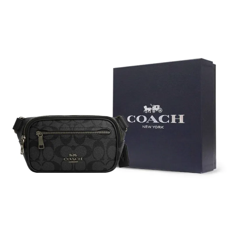 COACH Canvas With Leather Sling Bag, Shoulder Bag, Fanny Pack Trumpets Men's Black-7