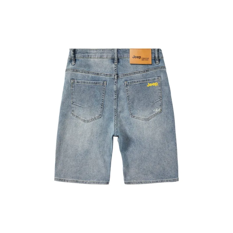 Jeep Casual Straight Fit Wide-Leg Micro-Stretch Denim Shorts Unisex-7