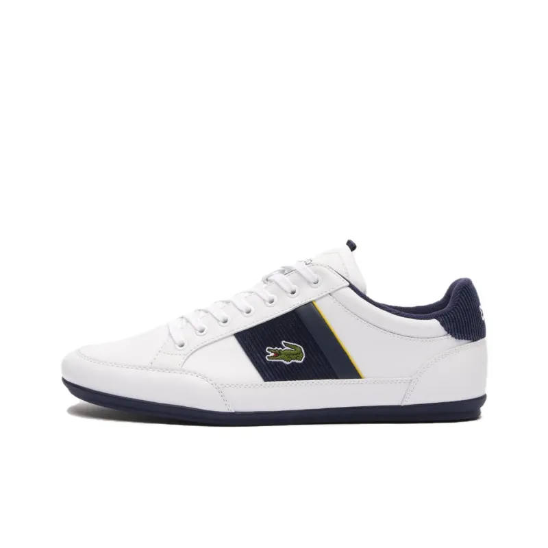 LACOSTE Chaymon Anti-Slip Wear-Resistant Low-Top Skateboard Shoes Men's White Blue-0