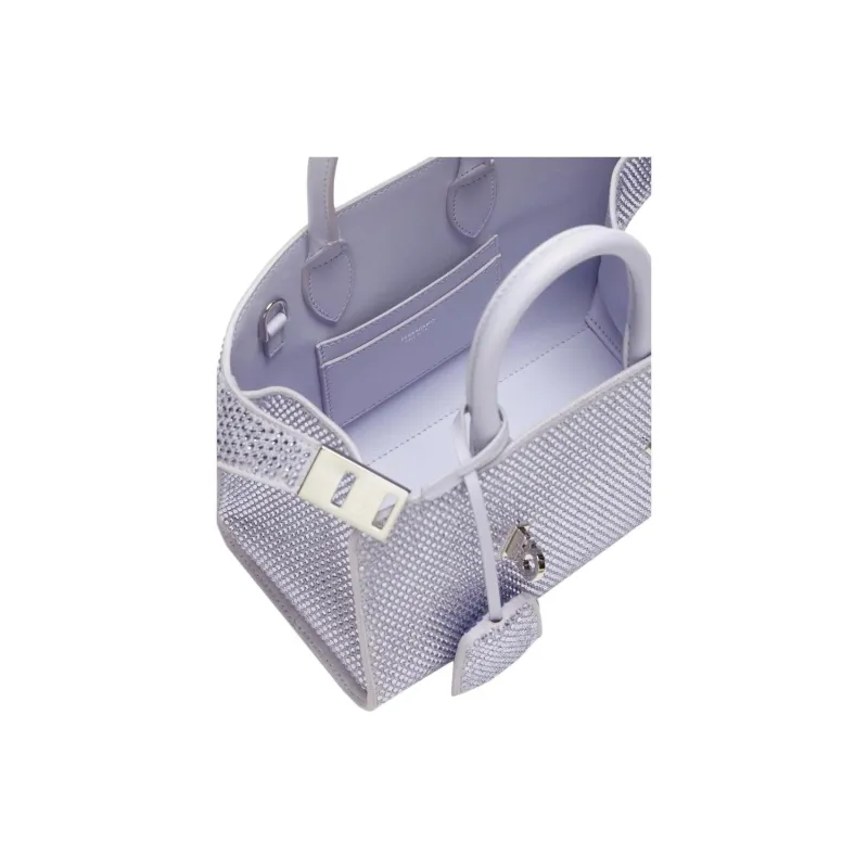 FERRAGAMO Crystal Embellished Calfskin Shoulder Bag Crossbody Bag Handbag Small Size Women's Purple-4