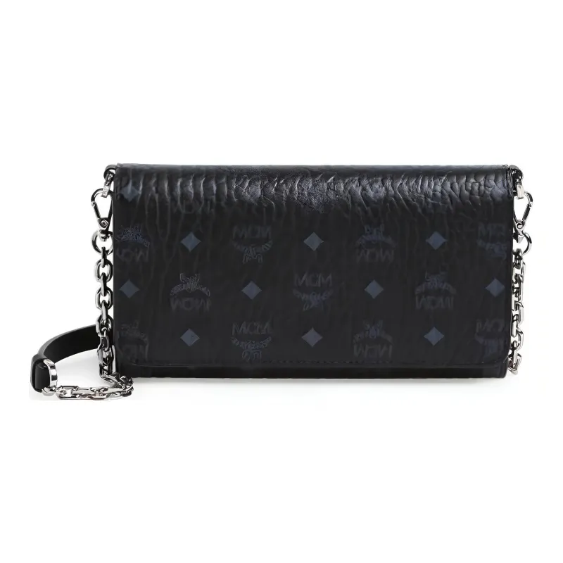 MCM Essential Visetos Origina Leather Cell Phone Pouch, Wallet, Crossbody Bag Unisex Black-2