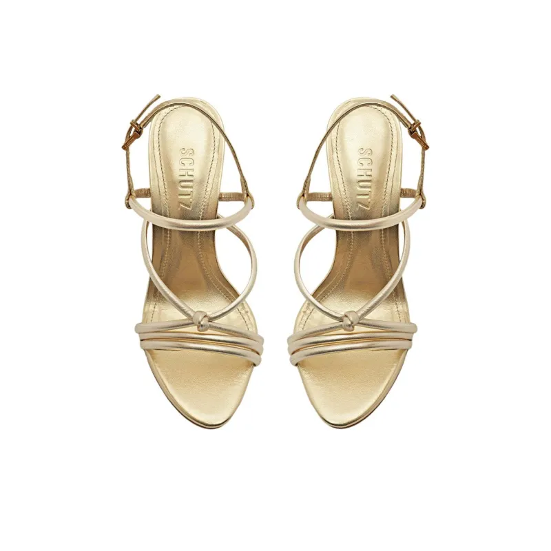 Schutz Daryl Strap Sandals 11cm Women's Gold-4