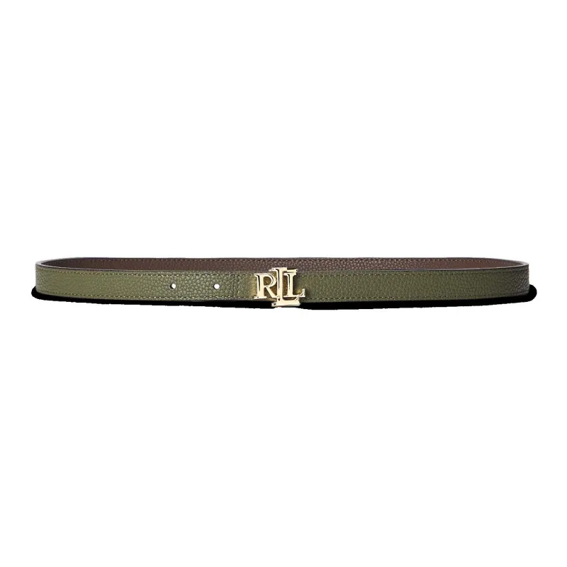 Polo Ralph Lauren Double-Sided Design Pin Buckle Leather Belts Unisex Brown/Olive Green Width 1.9CM-1