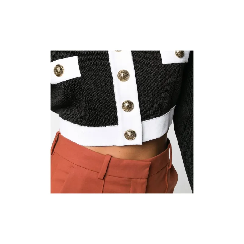 BALMAIN Buttoned Knit Jacket 'Black/Blue'-2
