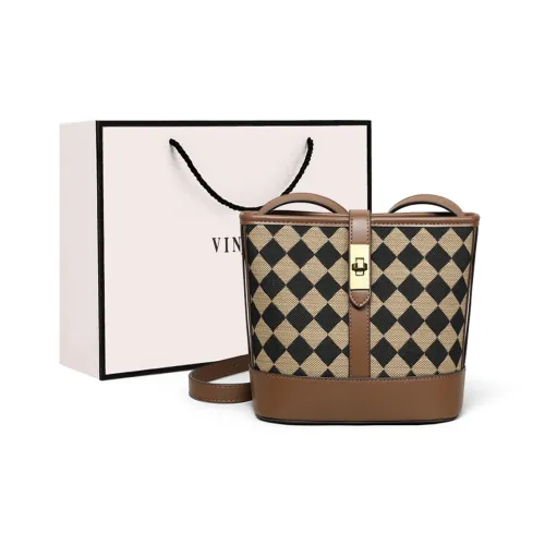 VINEY Shoulder Bags Diamond Grid Coffee