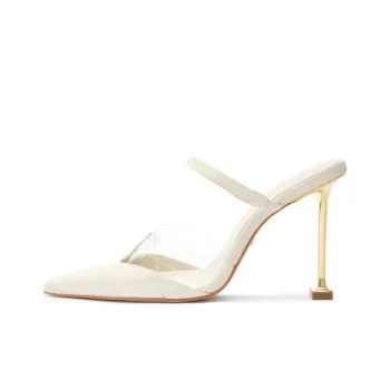 Schutz Closed Toe Slippers 10cm Women's White