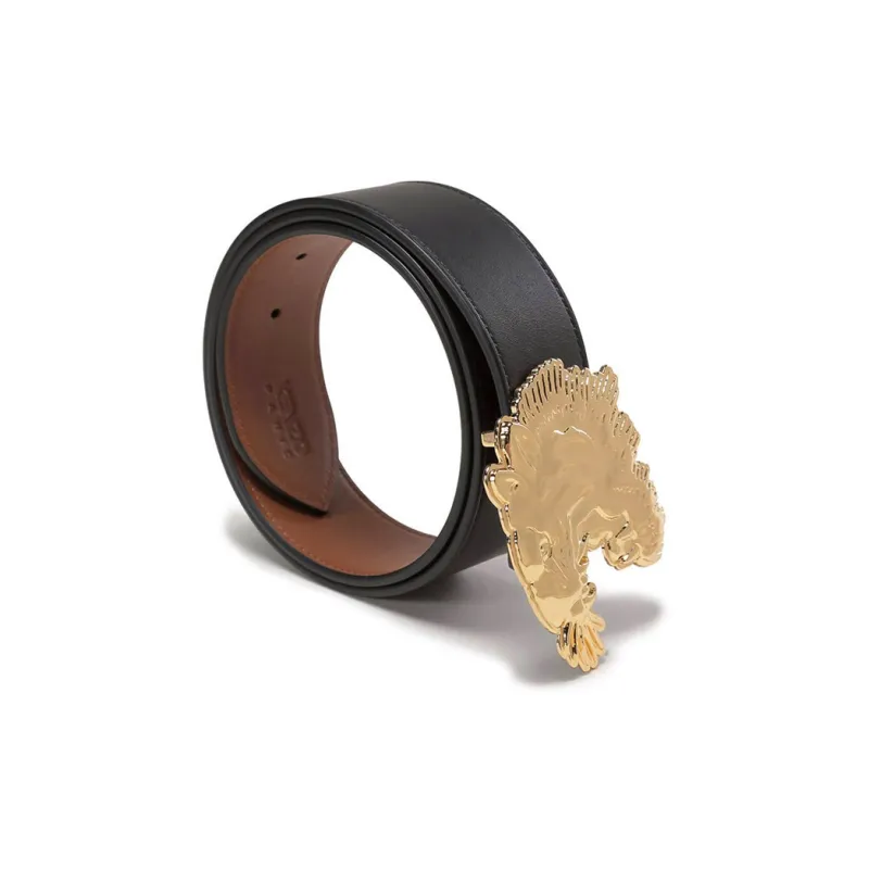 KENZO High Tech Material 3, Non Trimmable, Board Buckle Double Sided Cow Leather Belts Men's Black/Brown Width 4cm-2