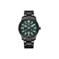 Black Case Cut-Out Green Dial Black Steel Band