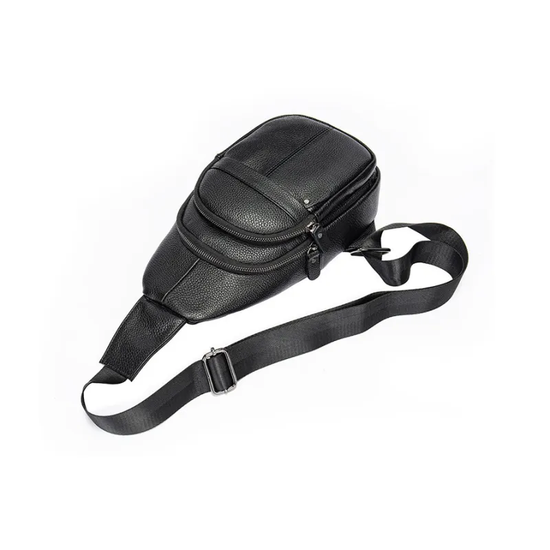 DOSRFINI Cow Leather Sling Bags Men's Black-3