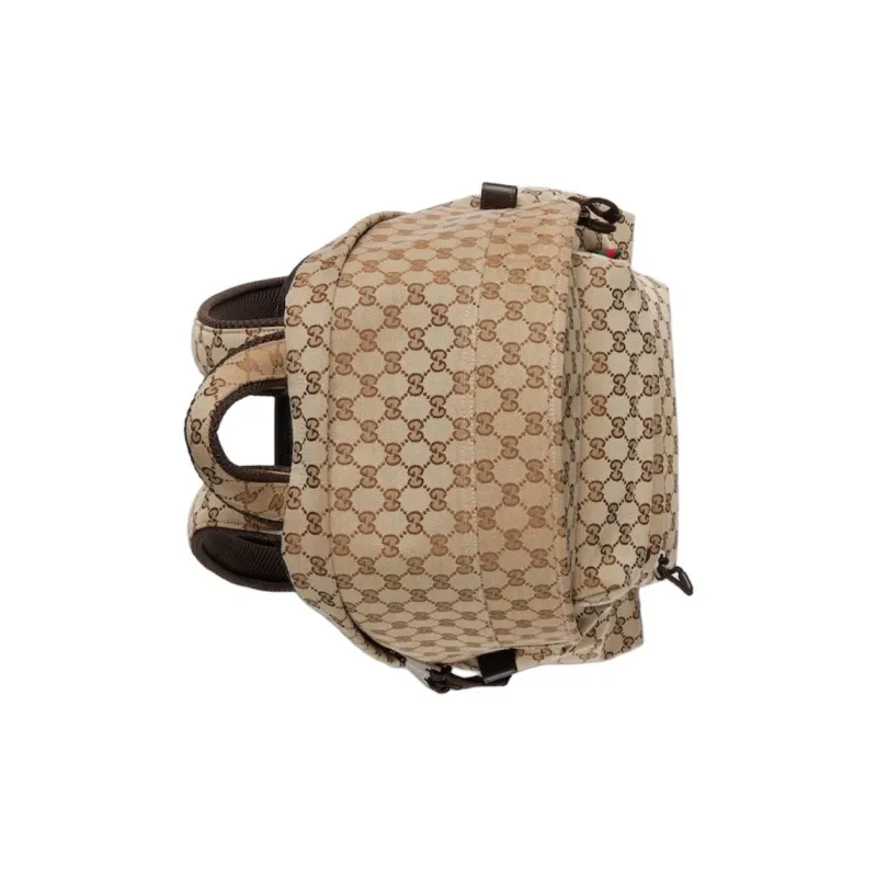 GUCCI Canvas Backpack Medium Size Men's Beige & Ebony-5