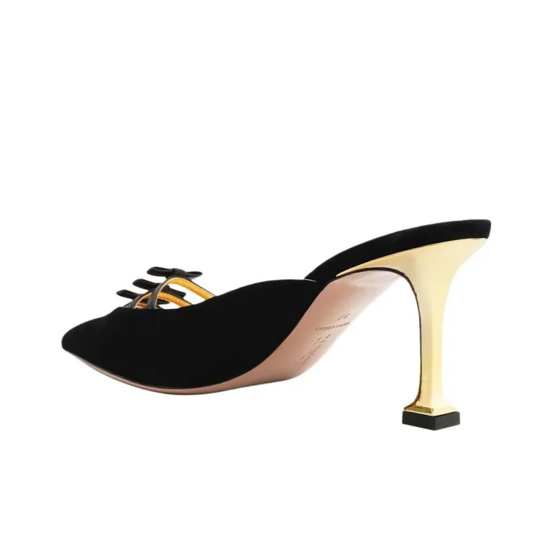 Schutz Slip-Resistant Closed Toe Slippers 8cm Women's Black-4