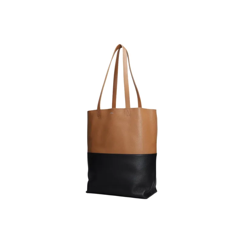 A.P.C Leather Tote Bag Shopping Bag Handbag Women's Brown & Black-1
