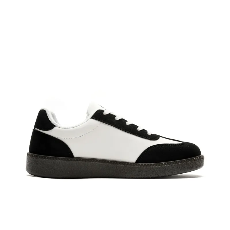 Warrior Vintage German Army Trainers Durable Lightweight And Breathable Low Top Skateboard Shoes Men's Black White-3