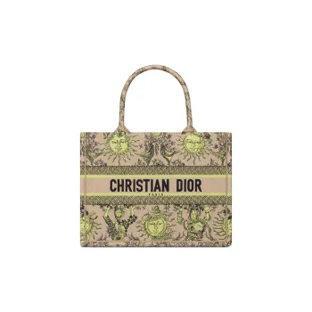 DIOR BookToteDIORIVIERA Embroidery Tote Bag Shopping Bag Handbag Medium Size Women's Lemon