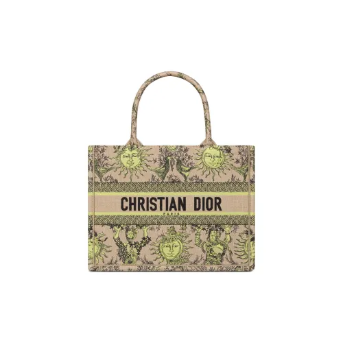 DIOR BookToteDIORIVIERA Embroidery Tote Bag Shopping Bag Handbag Medium Size Women's Lemon