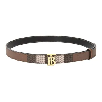Burberry Double Sided Design Cotton Metal TPU Belt Women's Brown Width  2CM