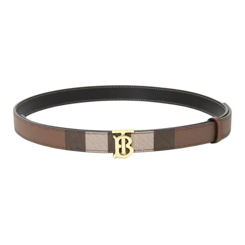 Burberry Double Sided Design Cotton Metal TPU Belt Women's Brown Width  2CM