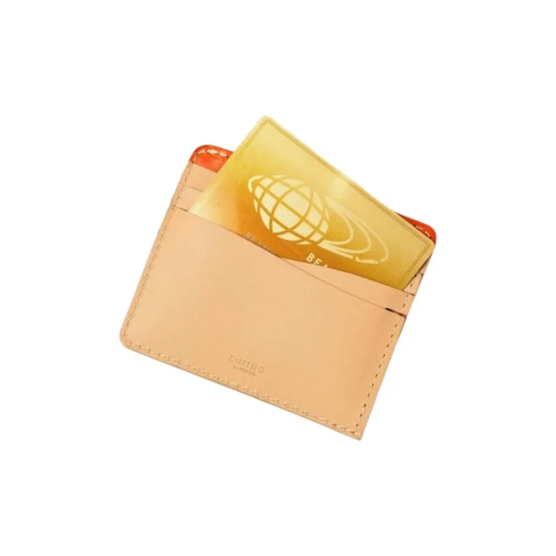 Beams Cow Leather Card Holder Unisex Black/Natural-7