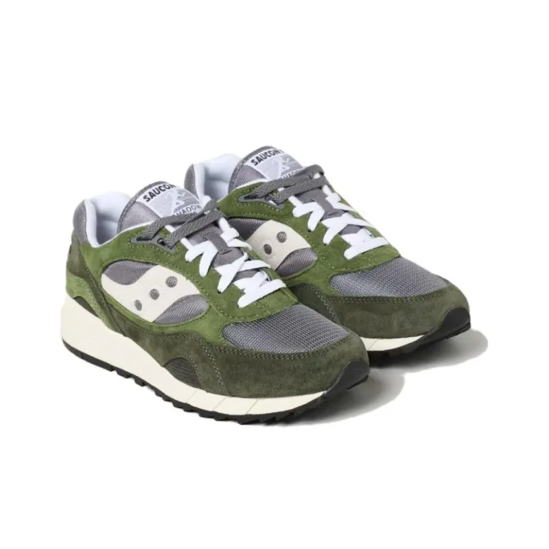 Saucony Shadow 6000 Anti Slip Wear Resistant Low Top Running Shoes Men's Green White-4