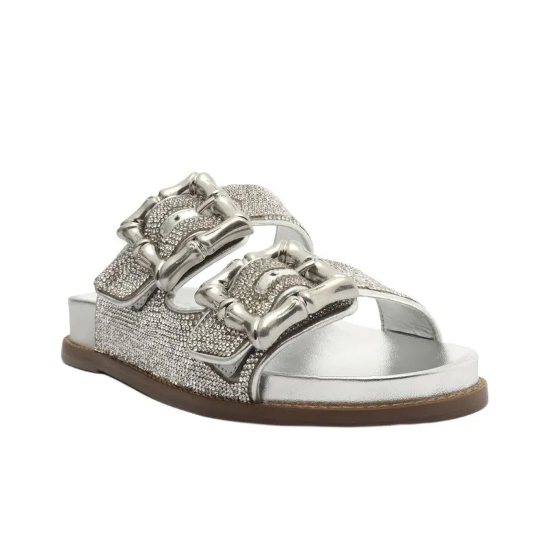 Schutz Slip-Resistant Slide Slippers 5.3cm Women's Silver-2
