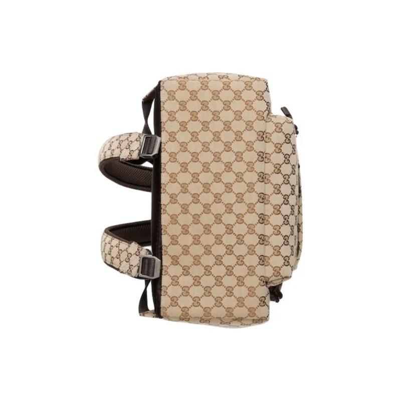 GUCCI Canvas Backpack Medium Size Men's Beige & Ebony-4