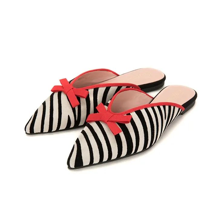 PrettyBallerinas Antibacterial Wrap-toe Slippers Women's Black White-2
