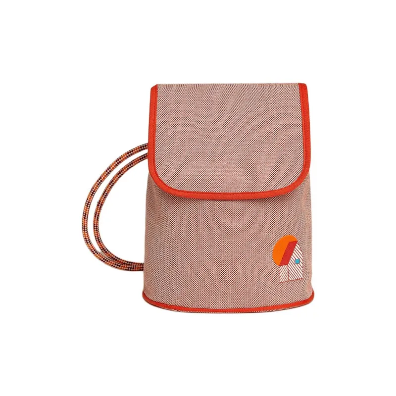 HERMES Canvas Backpack Women's Orange & Raspberry Red-1