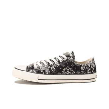 Converse All Star BANDANA OX Anti-Slip And Wear-Resistant Breathable Low-Top Canvas Shoes Unisex Black White