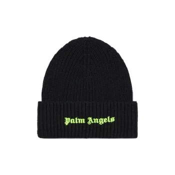 PALM ANGELS Logo Embroidered Knitted Beanie