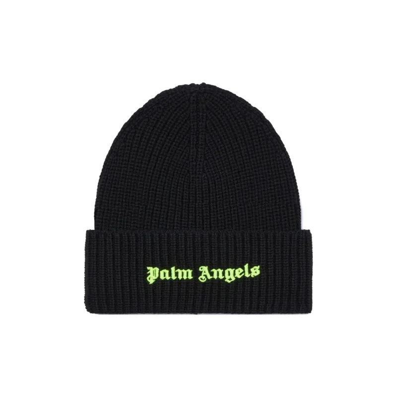 PALM ANGELS Logo Embroidered Knitted Beanie-0