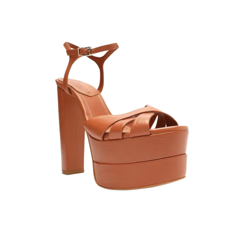 Schutz Keefa Strap Sandals 14.3cm Women's Brown-2