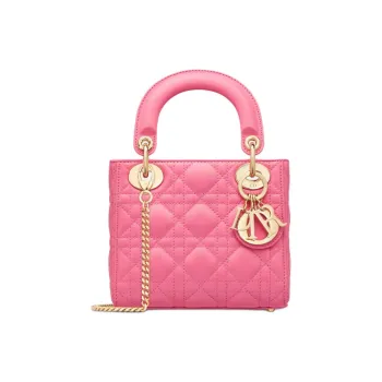 DIOR Lady Dior Wicker Pattern Sheepskin Lady Dior Bag, Shoulder Bag, Crossbody Bag, Handbag Mini Women's Candy Pink