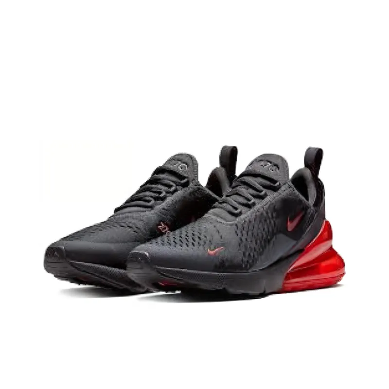 Nike Air Max 270 Cushioning Wear-Resistant Low-Top Casual Shoes Unisex Black Red-2