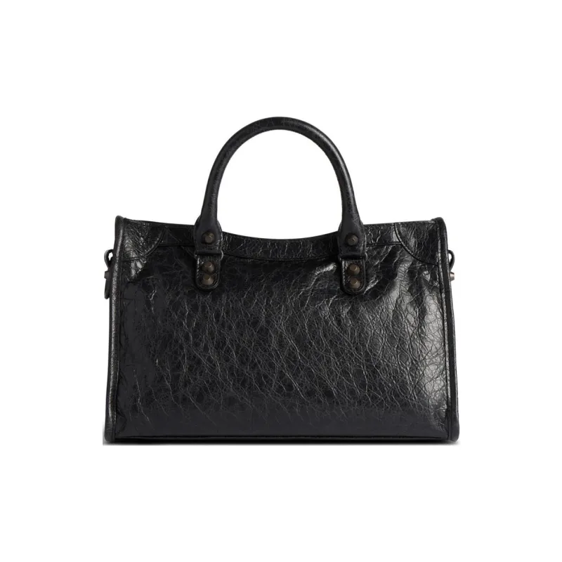 Balenciaga Le City Small Bag In Black Arena Storico Lambskin Brass Hardware Black-4
