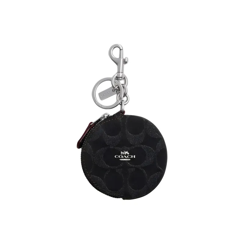 COACH Denim With Smooth Leather Coin Purse Mini Unisex Black-0