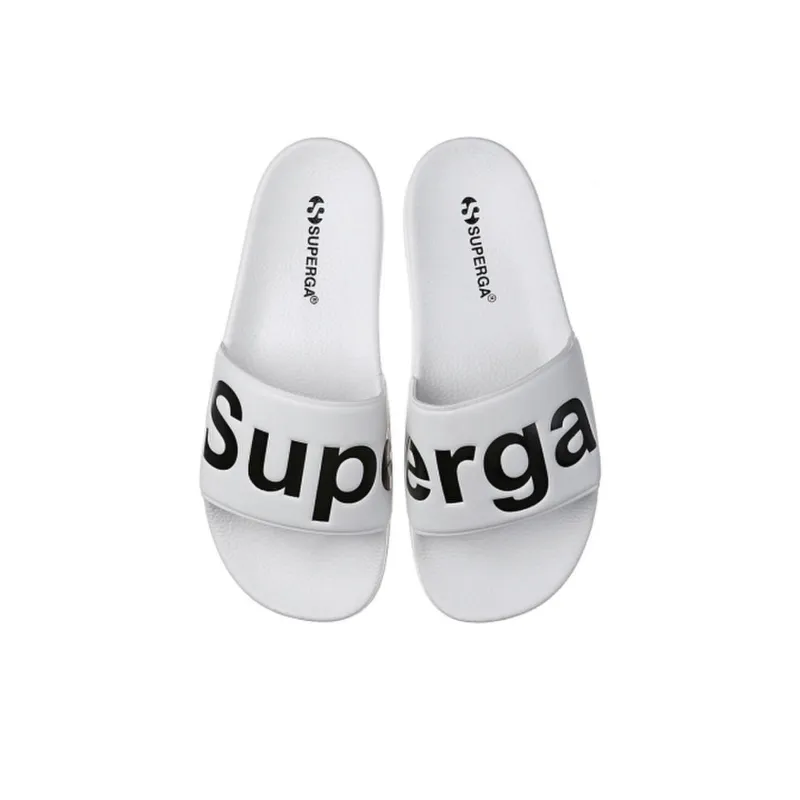 SUPERGA PU Polyurethane Slip Resistant Slide Slippers Unisex White Black-1