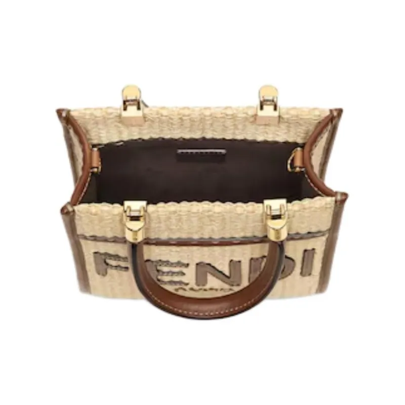 FENDI Raffia Shoulder Bag, Crossbody Bag, Handbag Mini Women's Natural Color-3