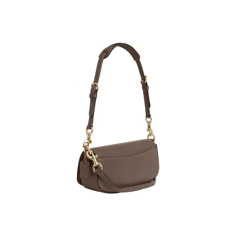 COACH Leather Shoulder Bag, Crossbody Bag, Handbag Trumpets Women's Tan-1
