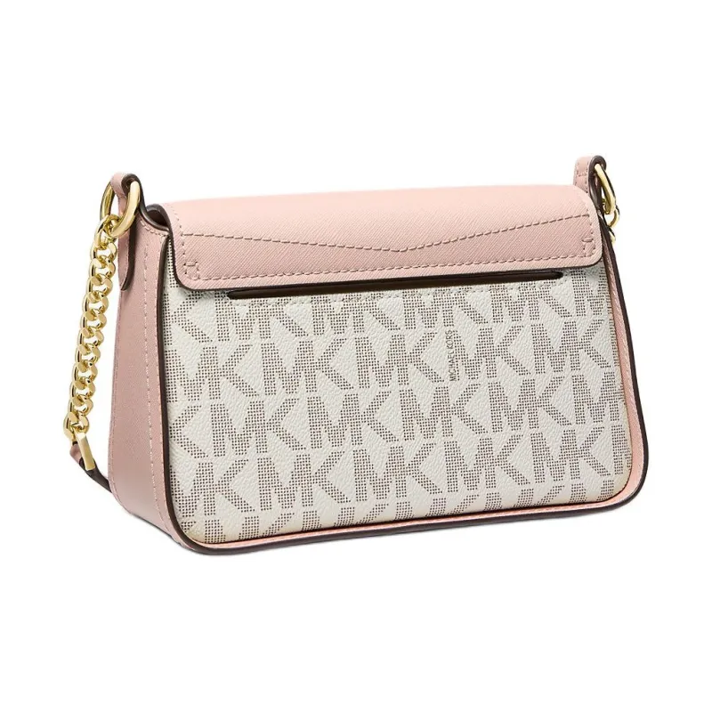 MICHAEL KORS Sylvia Canvas Shoulder Bag Crossbody Bag Small Size Women's Vanilla With Light Pink Accents-1