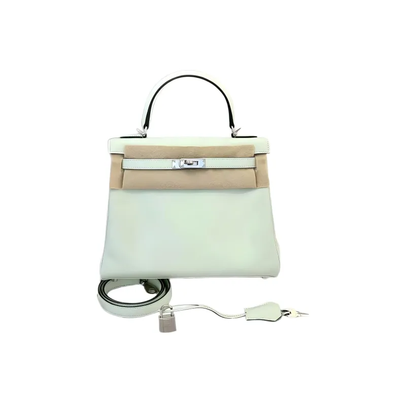 HERMES Kelly Swift Leather Kelly Bag, Shoulder Bag, Crossbody Bag, Handbag Women's 0S Vert Fizz Bubble Green-0