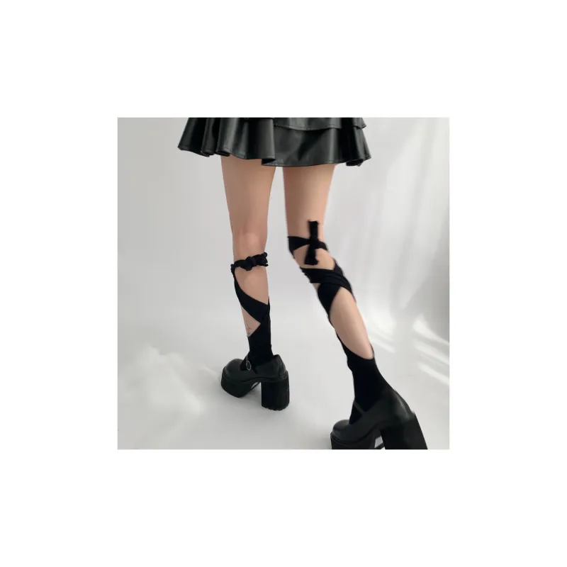 Evening Classroom Mid Calf Socks Women's Black 2-1