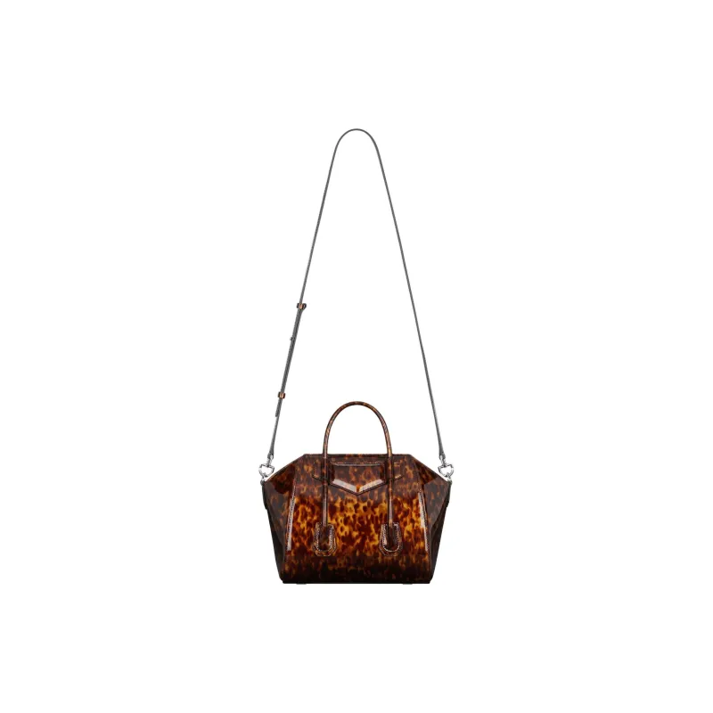 GIVENCHY Turtle Shell Pattern Patent Leather Shoulder Bag Crossbody Bag Handbag Mini Women's Black Umber-2