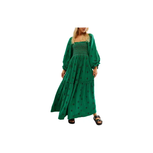 FREE PEOPLE Long-Sleeved Dresses Women's Green/Green