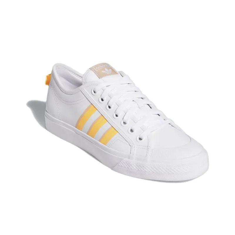 Adidas Originals NIZZA Anti Slip Wear Resistant Low Top Skateboard Shoes Men's White Yellow-2