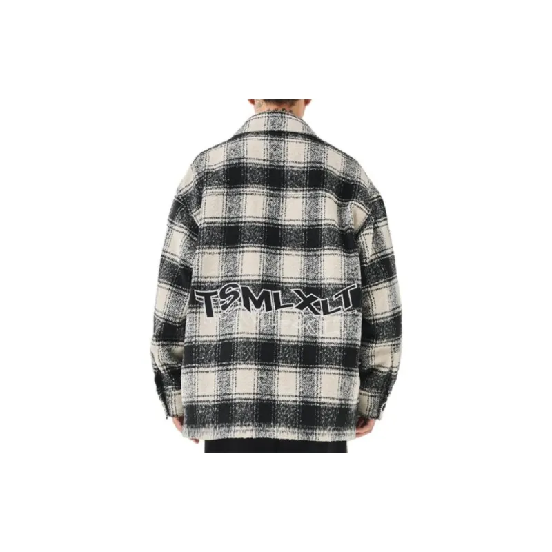 TSMLXLT Jackets & Coats Unisex Black White Plaid-1